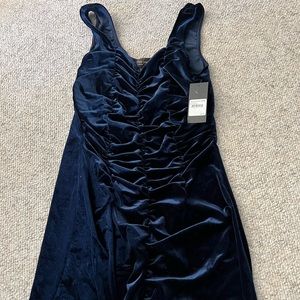 Free press mini dress cocktail velvet navy blue ruched size large cute